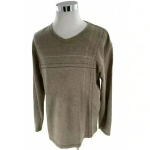 Geoffrey Beene Mens Crew Neck Brown Knit Sweater Size Large